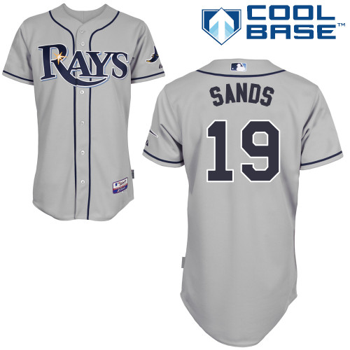 Jerry Sands #19 MLB Jersey-Tampa Bay Rays Men's Authentic Road Gray Cool Base Baseball Jersey